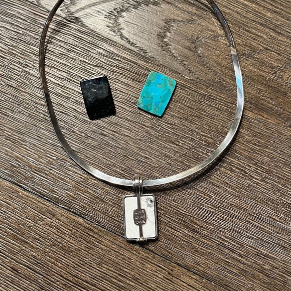 Silpada .925 Silver interchangeable pendant. Black Turquoise & white discs. - Picture 3 of 7